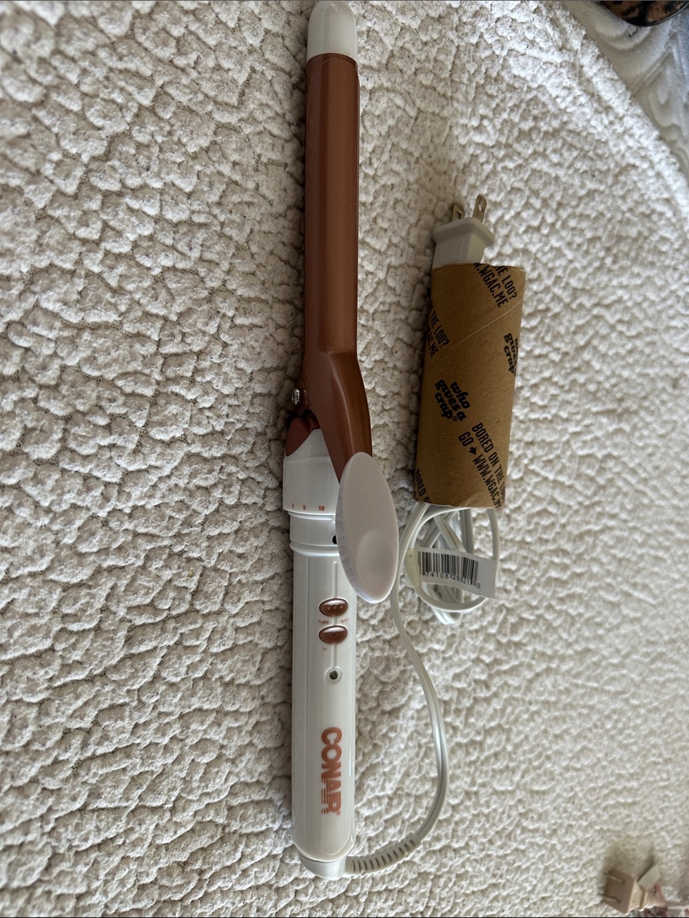 Conair -White and Copper Ceramic Clamp Curling Iron for Women